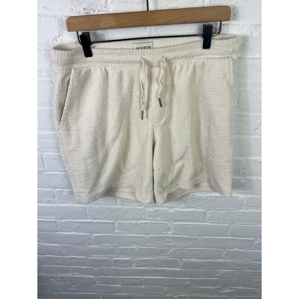 Scotch & Soda Women's Cozy Knit Sweat Shorts Elastic Waist White Size Large